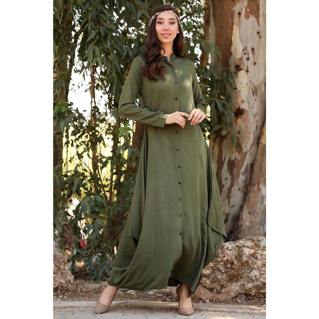 Buy Women Grandad Collar Shirt Dress at 