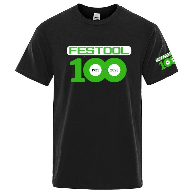 Men s Festool Logo Print High Quality  Round Neck Short Sleeve Classic Pure Color Tees Summer Casual Cool Top L