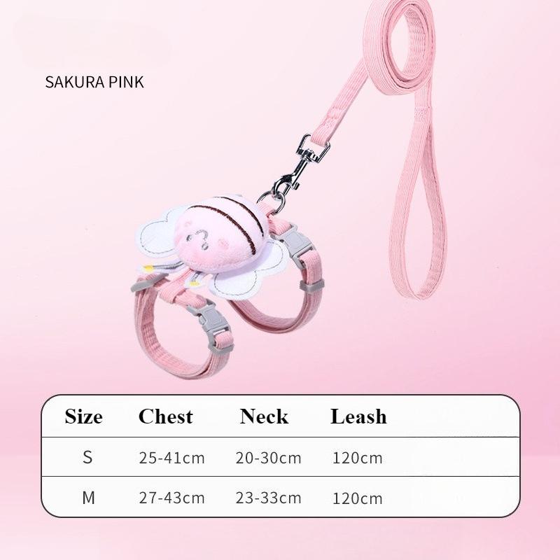 

Cat Harness and Leash Sets Adjustable Dog Harness for Small Dogs Breashable Pet Harness Out Walking Dog Kitten Accessories S 1.5-4Kg