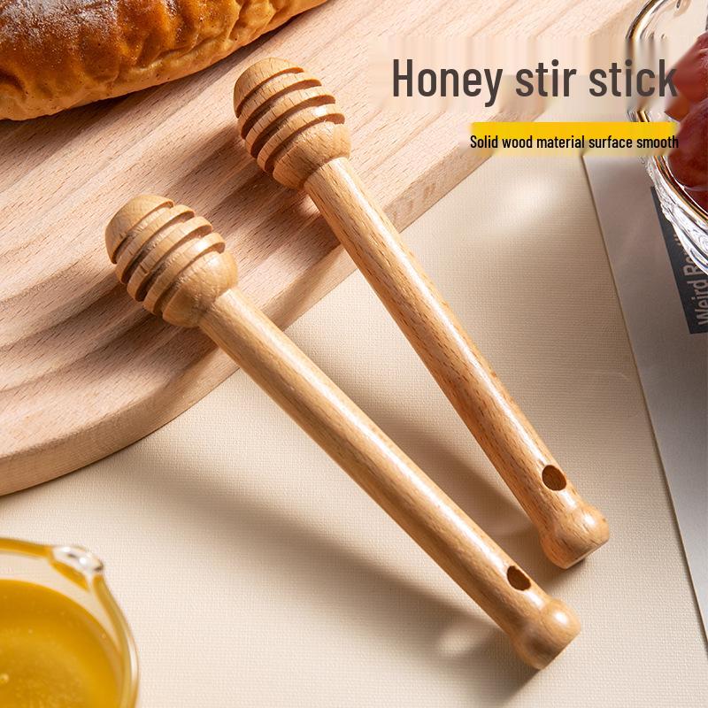 Beech Wood Honey Dipper Stick for Stirring and Liquid Extraction
