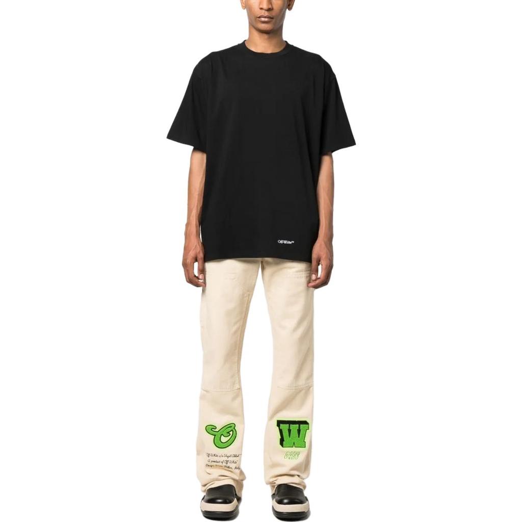 Off-White T-shirt a maniche corte con stampa logo a lettera Uomo Top Nero OMAA038S23JER0071001