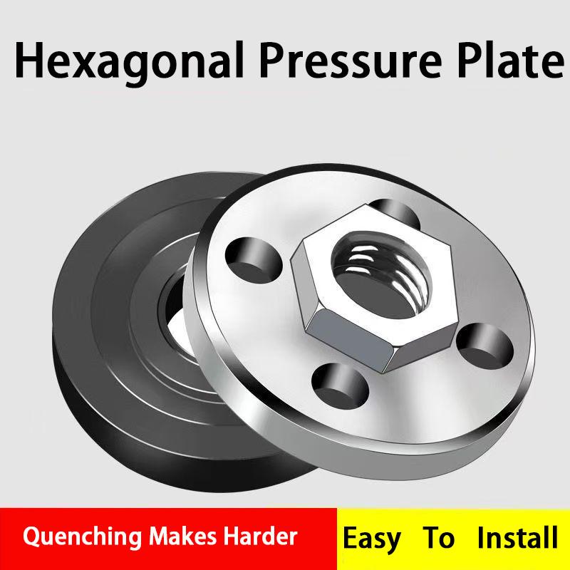 Disc de presiune metalic cu filet M10 pentru polizor unghiular de schimb, disc hexagonal de presiune pentru polizor unghiular de generația a treia