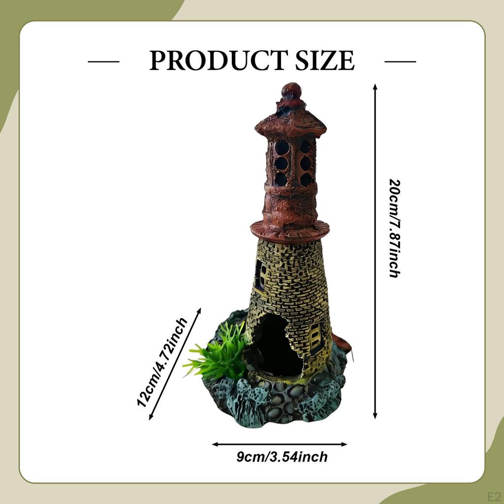 Aquarium Dekoration Ornament Raum Hütte Dekorativ Landschaftlich Tischdeko Leuchtturm Modell