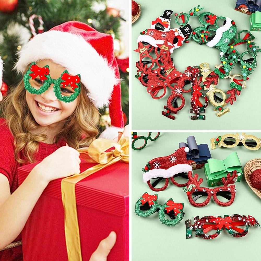 Christmas Decorations New Year Photo Prop Santa Claus Glasses Elk Christmas Glasses Frame Xmas Tree