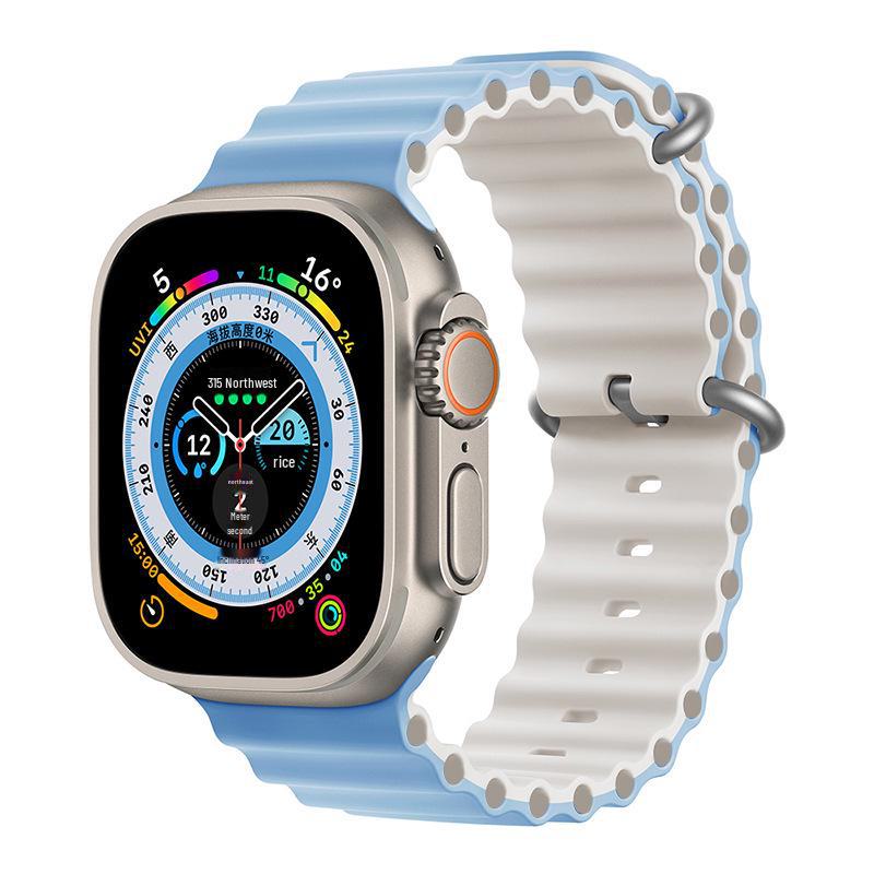 Ремешок из двухцветного силикона Apple Marine для часов 8/7/SE/Ultra Sports