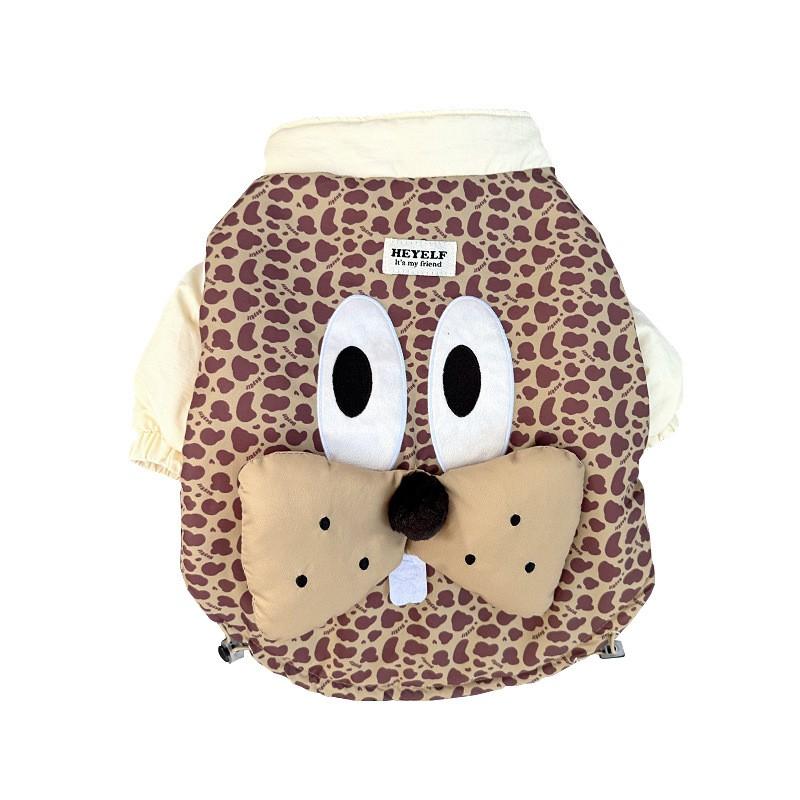 Thick Warm Pet Cotton Coat French Bulldog Pug Schnauzer Bichon Teddy Winter Dog Jacket Size M To 4XL Coffee Squirrel Print