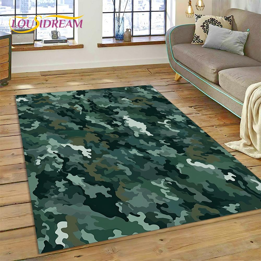 2025 Colorful Camo Green Camouflage Carpet Rug for Living Room Bedroom Home Sofa Decoration Play Area Rug Non-slip Floor Mat