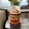 Solid Wood Retro Tissue Box, European High-end Roll Paper Tube, Circular with Lid, Living Room Household Roll Paper Box