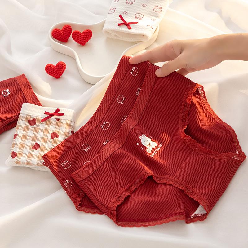 A-class Baby Cotton Underwear Female 7A Antibacterial Crotch Zodiac Year Ankora Red Girl Underwear Pure Cotton Triangle Underwear Panties