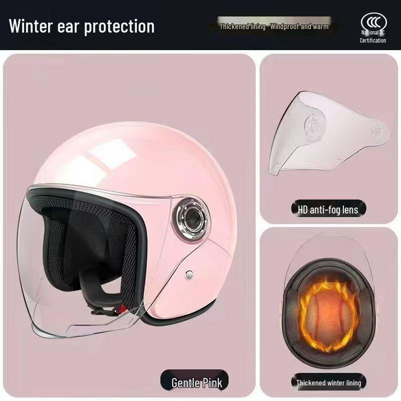 

3C Certified Electric Vehicle Helmet for Men and Women - Winter Protection, Warmth, Universal Safety, Half Helmet for Bikes and Motorcycles