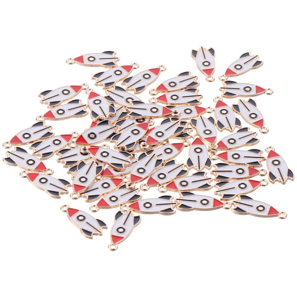 13*27mm Pandantive emailate din aliaj de zinc, placate cu aur, farmec cu tema spațială pentru realizarea de bijuterii