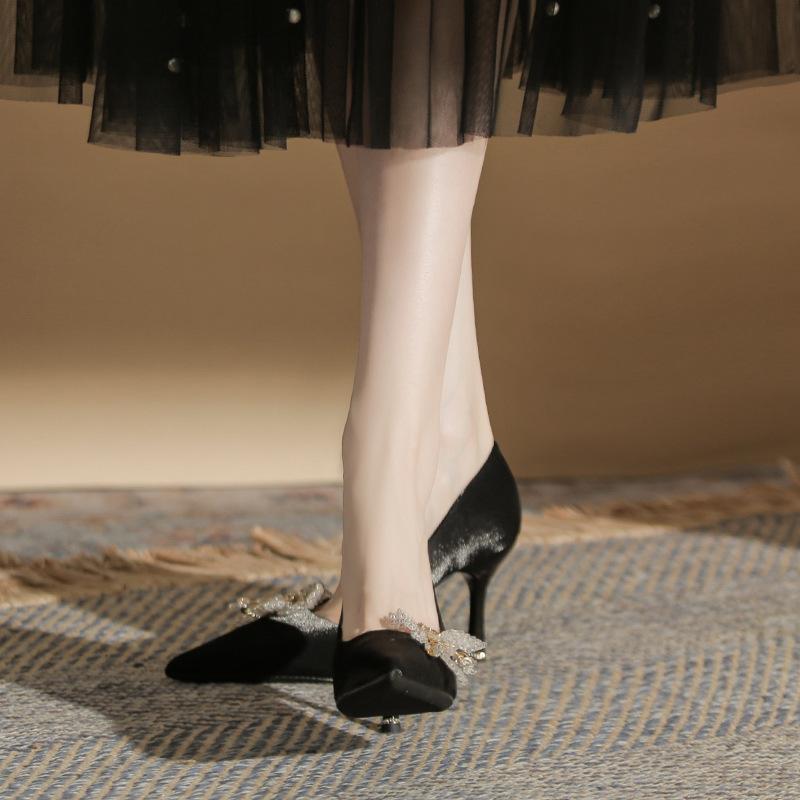 Woman 2026 Trend Luxury Pumps Pointed toe Party Ladies Shoes High Heels White Wedding Shoes Rhinestone Women's Shoes