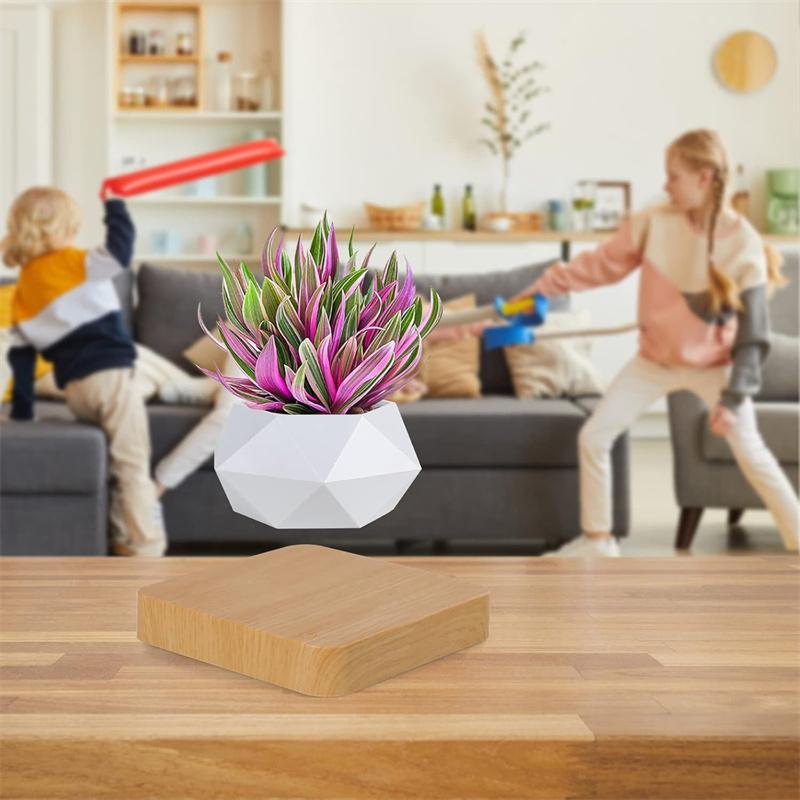 Levitating Air Bonsai Pot Rotation Flower Pot Planters Magnetic Levitation Suspension Floating Pot Potted Plant Home Desk Decor
