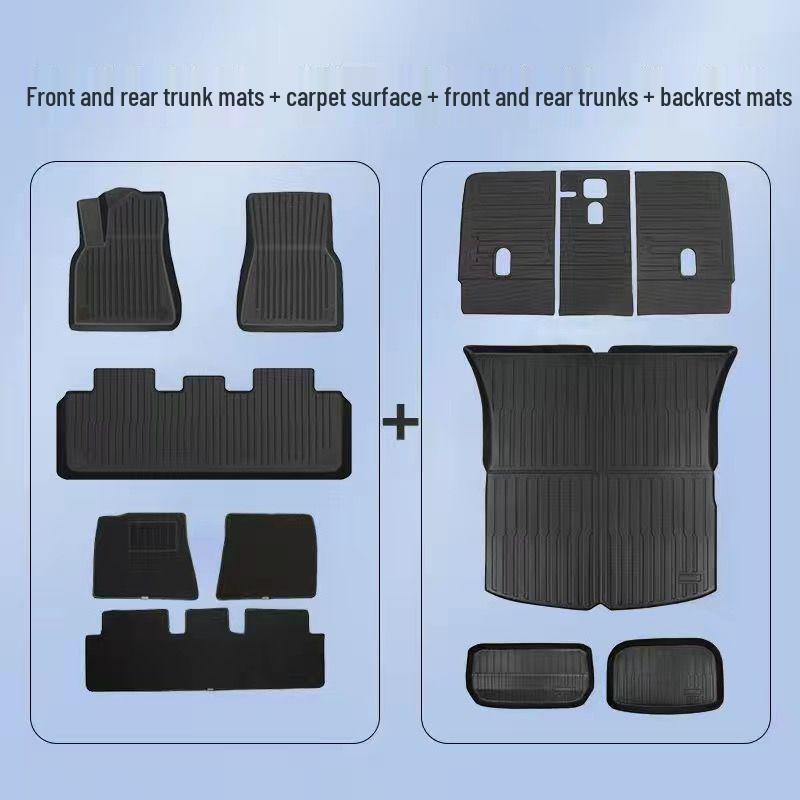 Compatible Tesla Model 3 & Y TPE Odorless Floor Mats & Trunk Backrest Mats
