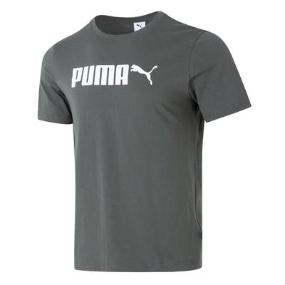 Niezbędny T-shirt z krótkim rękawem w amerykańskim stylu sportowym, wygodny, oddychający, z okrągłym dekoltem, męski, topy, szary 691338-86