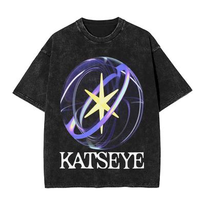 Herren Katseye Cover Logo T-Shirts Top Tees Sommer Vintage Kurzarm T-Shirt O-Ausschnitt Hipster Lockeres T-Shirt Tops