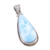 Natural Republic Larimar Gemstone 925 Solid Sterling Silver Pendant 1.50'' Z4m61