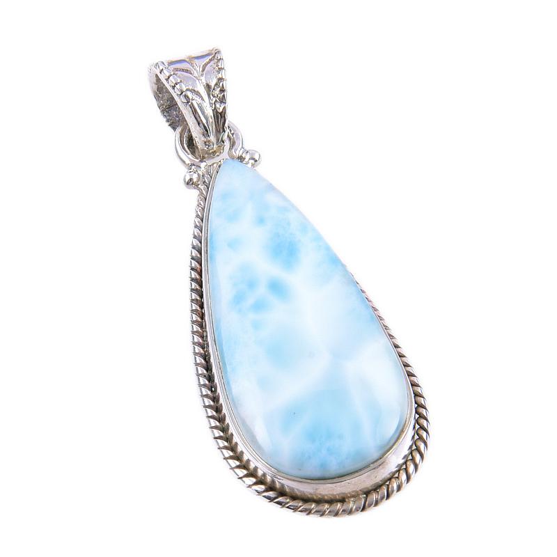 Natural Republic Larimar Gemstone 925 Solid Sterling Silver Pendant 1.50'' Z4m61