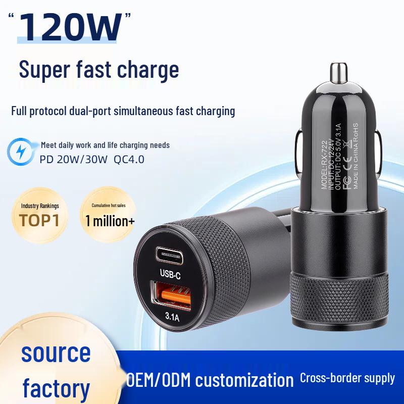 2025 High-Power Dual-Port Car Charger Adapter