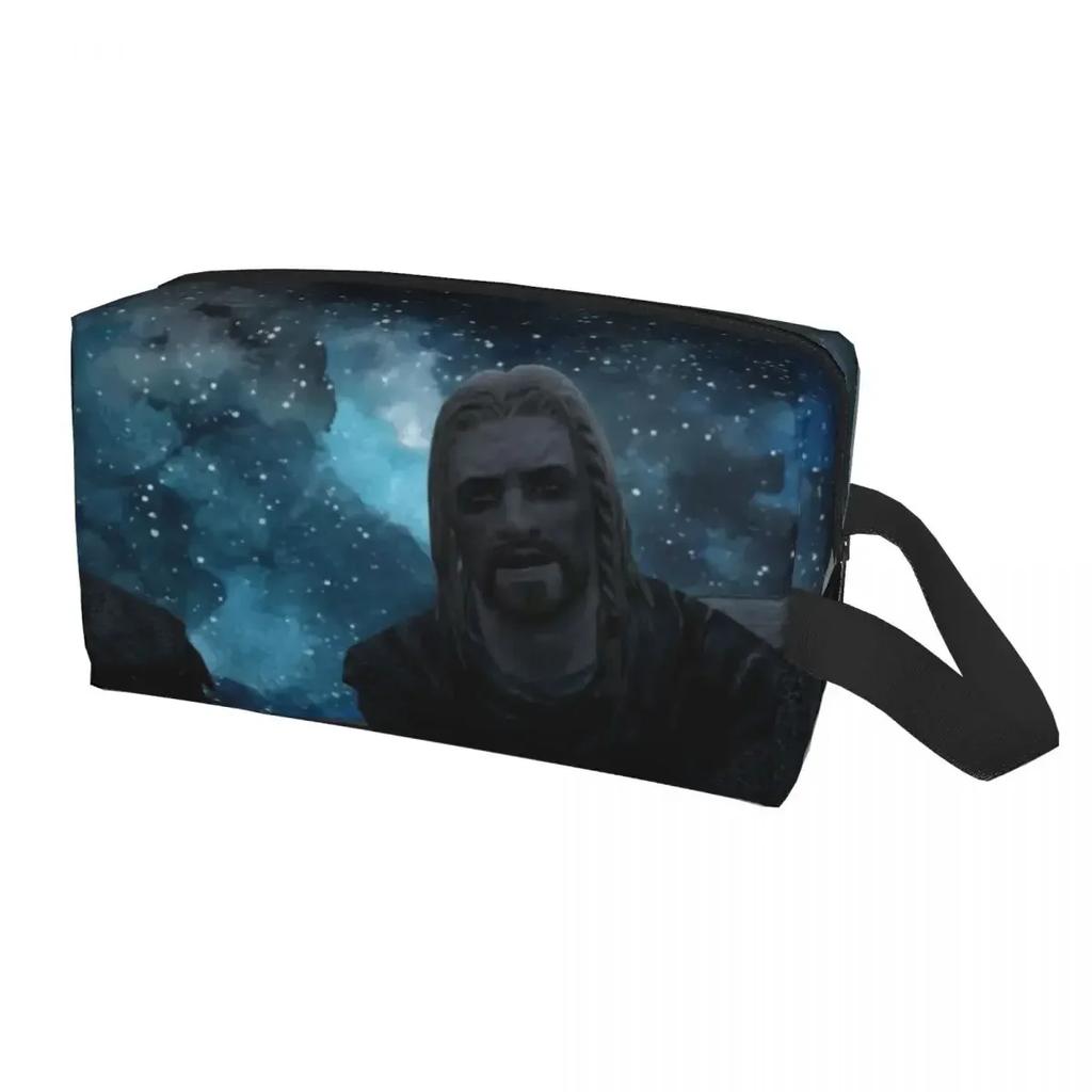 Funny Skyrim Gaming Quotes You You're Finally Awake Travel Cosmetic Bag Toiletry Makeup Organizer Lady Beauty Storage Dopp Kit