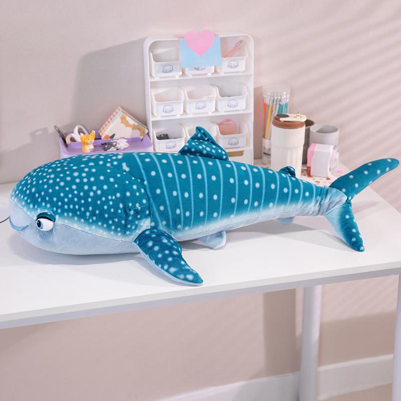 Soft Blue Big Shark Doll Plush Toy Aquarium Beluga Doll Child Soothing Rag Doll