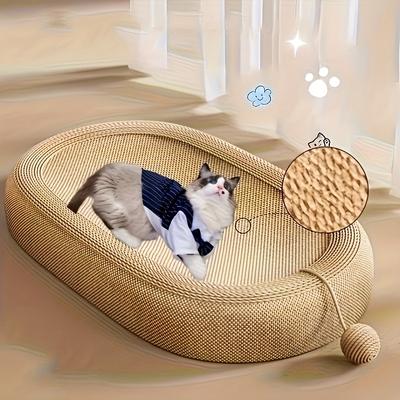 Large Cat Scratching Board and Bed Integrated Toy Ball Set - 1pc - All-Season Use - Multifunctional Durable Sisal Cat Scratch Sand Lounging Chair