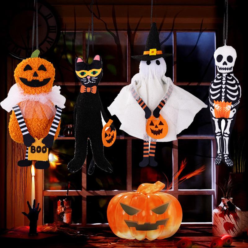 Halloween Decorations Pendant Black Cat Doll Pumpkin Party Skeleton Ghost Decoration Props Party Holiday DIY Decorations