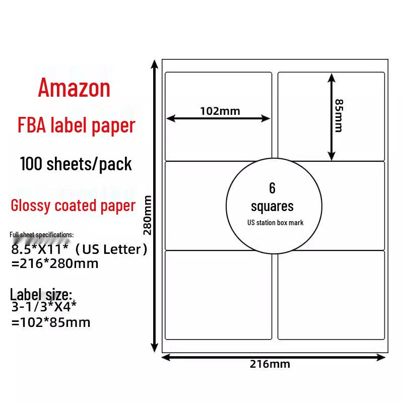 A4 Sticker Printing Paper with Pre-Cut Adhesive Labels, 100 Sheets/Pack