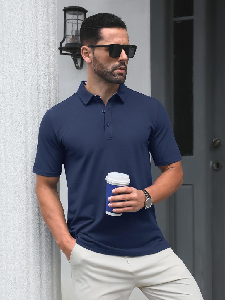 TACVASEN Short Sleeve Polo Cool To the Perfect for Outdoor Casual and Navy Size 3XL Men's Shirt, Touch, Activities, Golf, Work, Sports, Wear, Tennis,