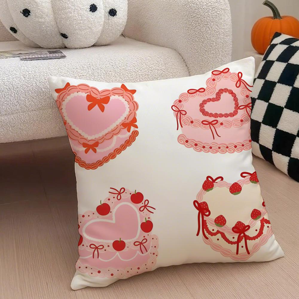 Valentines Day Gift with Heartshaped Pattern Cushion Cover Throw Pillow Cover Hidden Button Durable Polyester Chair Cushion