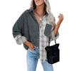 Women's Plaid Shirt Long Sleeved Loose Pocket Shirt Jacket