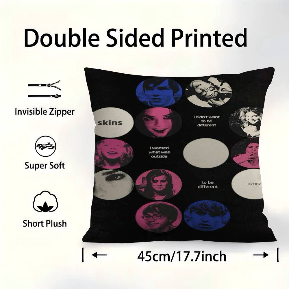 Teen TV Series Skins Generation Cushion Cover Pillow Cover Decor Pillowcase Printed Cushion Case For Couch