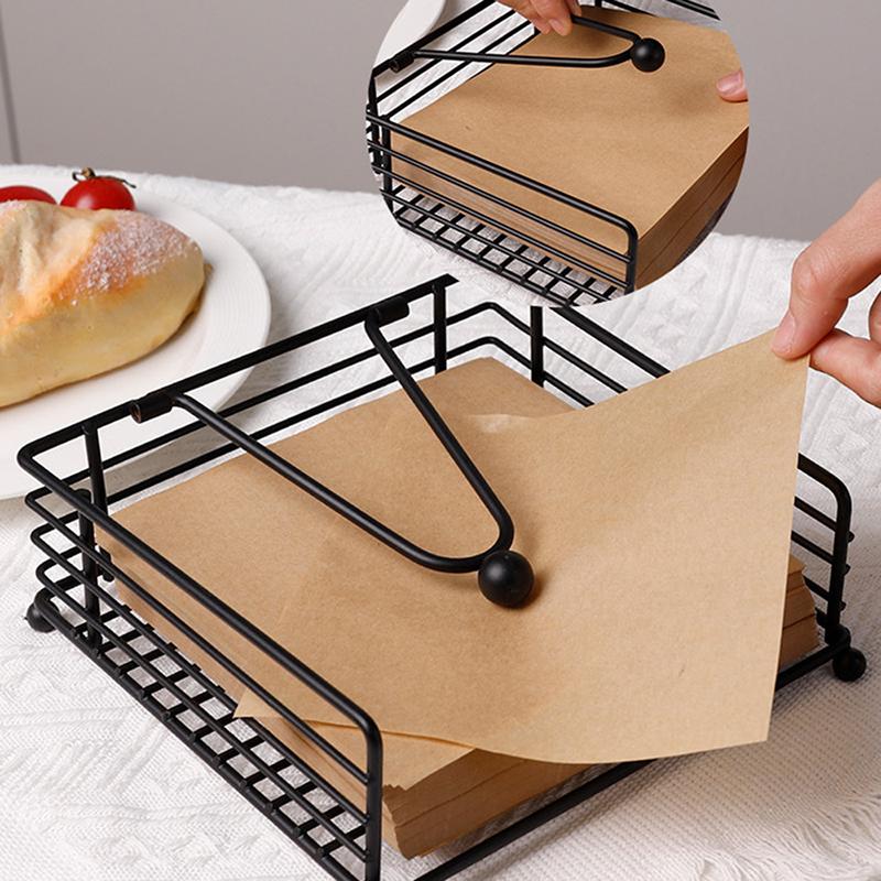 Metal Napkin Holder Square Flat Tissue Organizer Desktop Paper Dispenser Napkin Rack for Restaurants Cocktail Cookouts Bar Decor
