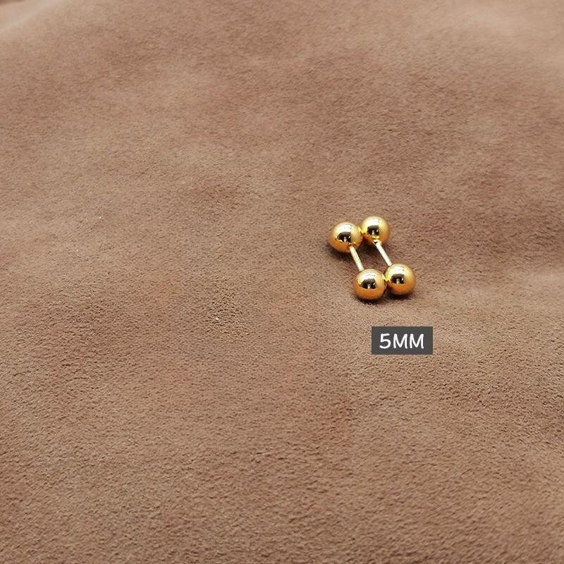 Silver Needle Screws Fasten Stud Earrings. Women's Round Ball Ear Barb. No Need To Remove The Earrings. Anti-loss Design.