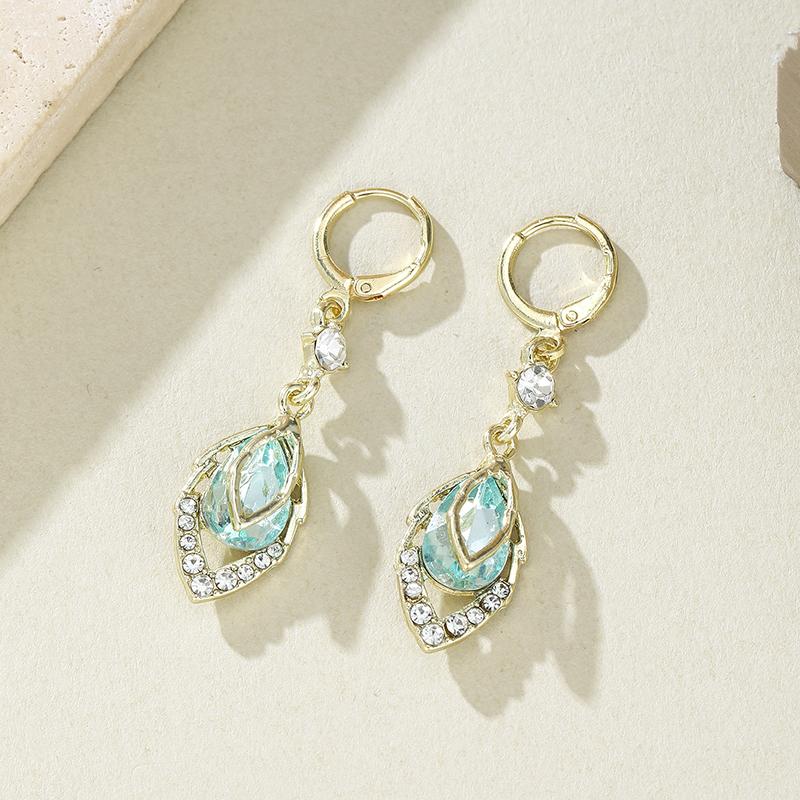 Retro Sparkling Water Drop Inlaid Zircon Pendant Earrings, Women s Fashion Trend Festival Party Accessories Zircon