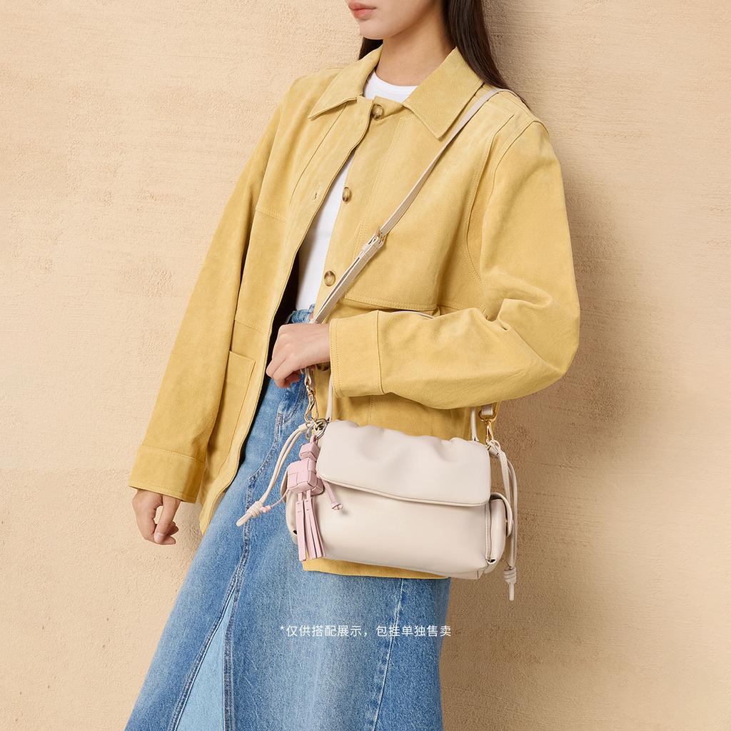 Charles & Keith Double Pocket Versatile Flap Cloud Handbag Women handbags Oatmeal CK2-20671785