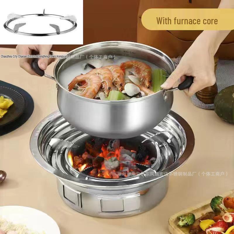 Korean Indoor/Outdoor Smokeless Charcoal Barbecue Grill - Stainless Steel BBQ Stove and Rack