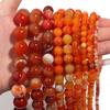 1 Strand Orange Natural Agate Loose Beads Gemstone Round Beads Natural Stone for Jewelry Making DIY 4/6/8/10/12mm