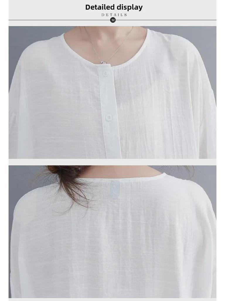 Sommer 2025 Damen Übergröße Koreanischer Stil Schlankmachendes Sieben-Ärmel-Shirt