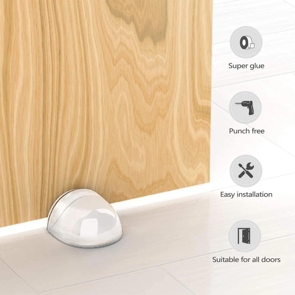 1-8pcs Transparent Door Stopper Self Adhesive Door Holder Catch Floor Mounted Door Stop for Protection of Wall and Furniture
