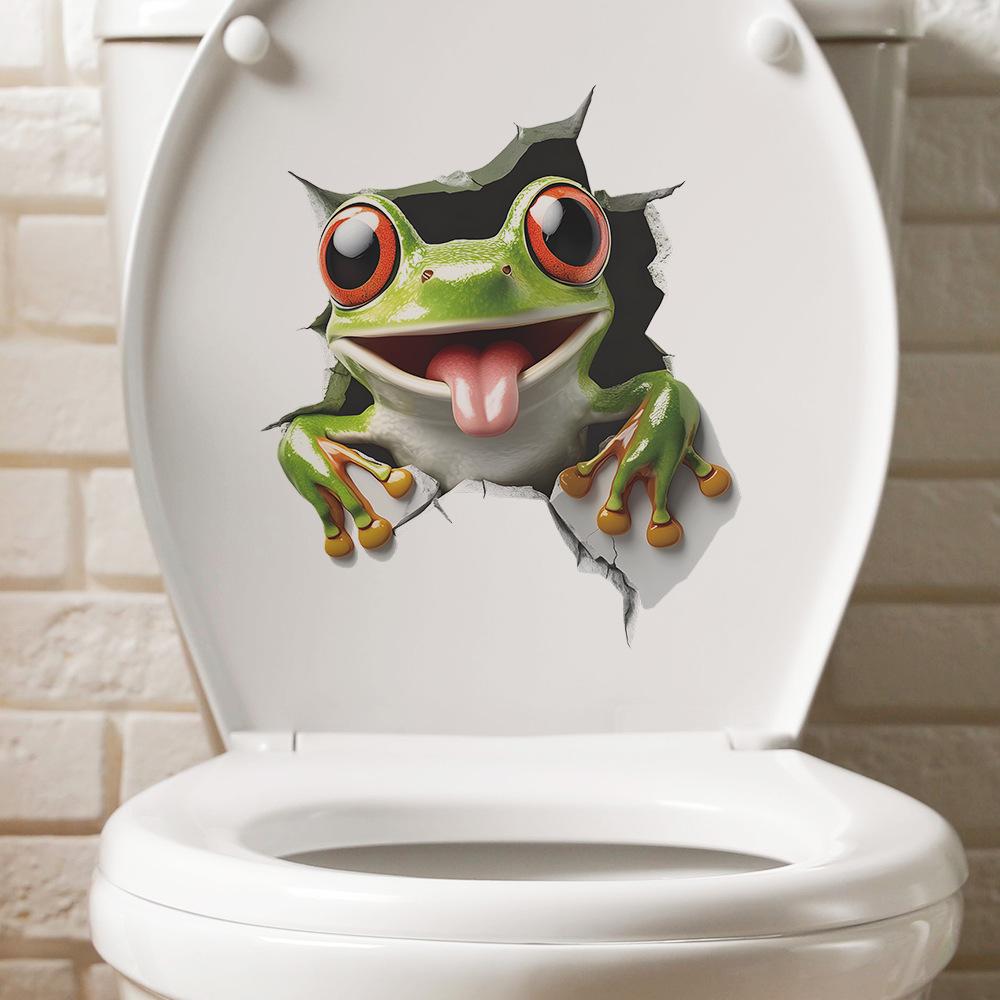 Cartoon Cute Frog Sticking Tongue Out Wall Sticker Self-Adhesive Removable Living Room Hallway Dorm Home Decor