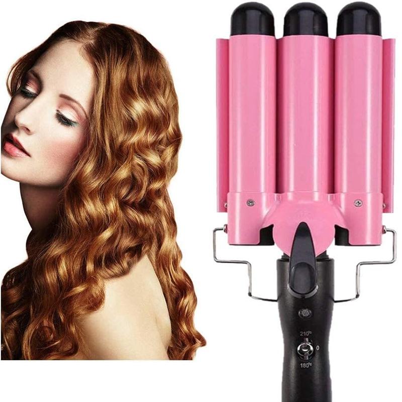 New PTC Instant Heating 3 Barrels Curling Iron Professional Hair Crimper Wand Suitable for All Hair Types Hair Curler