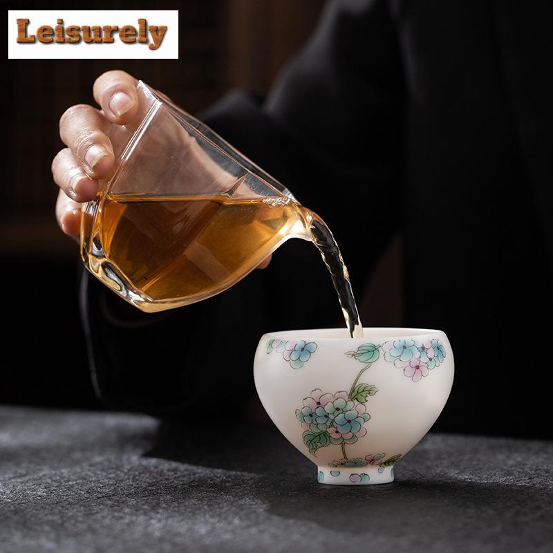 Sheep Fat Jade White Porcelain Teacup Handmade Porous Roasted Tea Bowl Personal Master Cup Meditation Cup Mugs Kung Fu Teaware