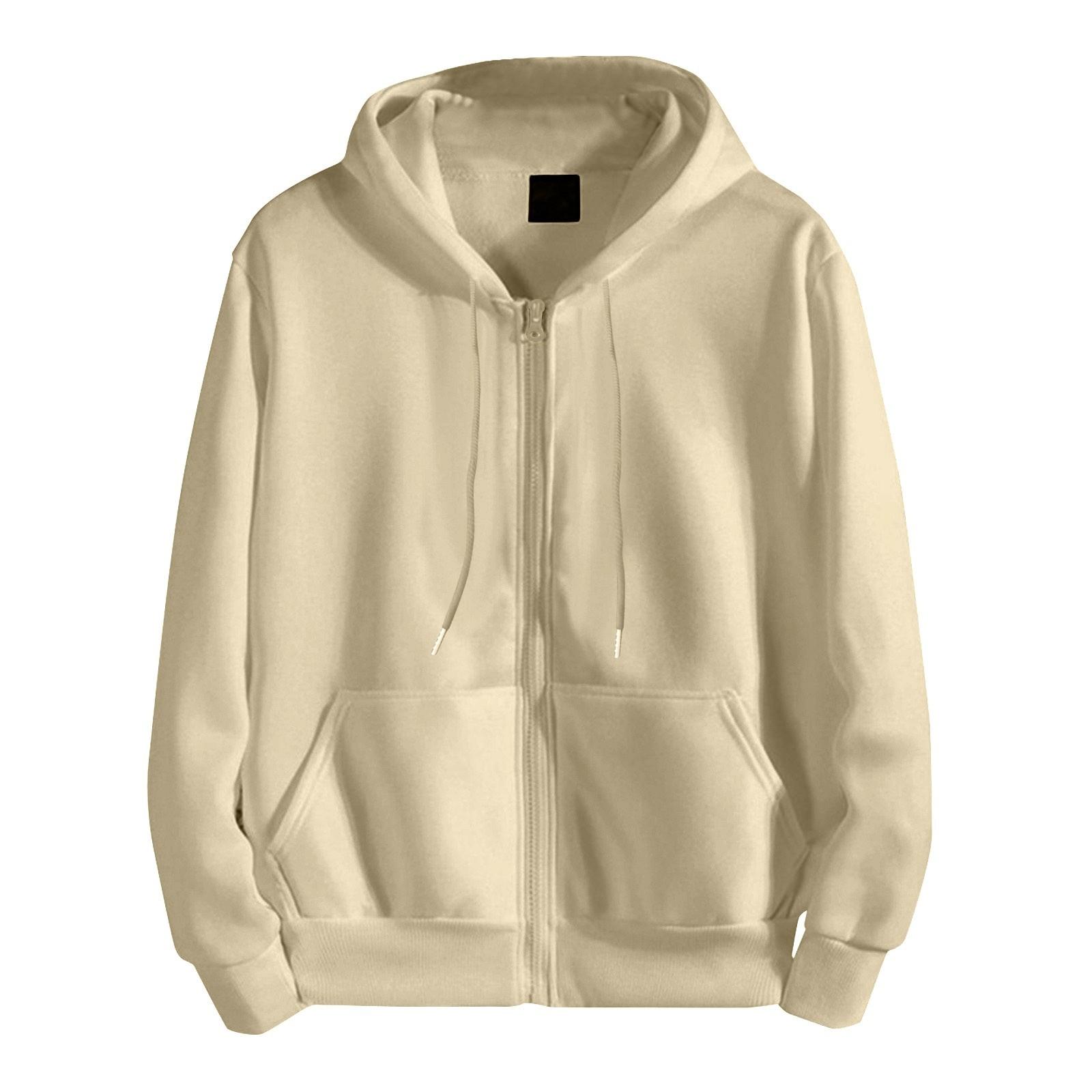 И зимний кардиган на молнии с капюшоном свитер мужская куртка с длинными рукавами повседневный спортивный свободный топ XXXL бежевый 1346₽