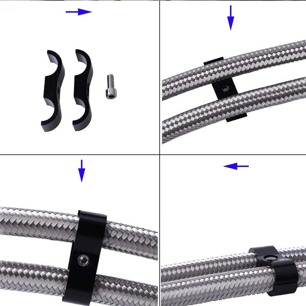 4Pcs Hose Separator Clamp Fitting Connector 6AN for Gas/ Oil/ Fuel Hose/ Line