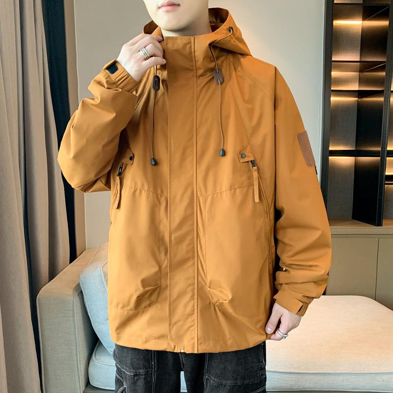 Herren Windbreaker Jacken Einfarbig Frühling Herbst Paar Outdoor Kapuzenmäntel Wasserdicht Männlich Sport Klettern Reißverschluss Oberbekleidung