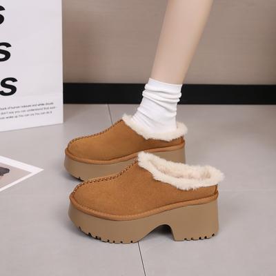 Fashion Women's Slippers Fashion Short Plush Round Toe 2024 Hot Sale New Wear Resistant Flat with Shoes for Women Zapatos Para Mujeres