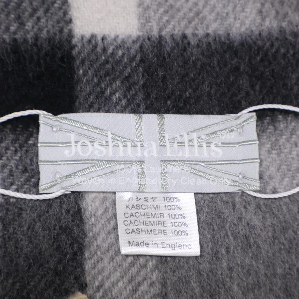 Joshua Ellis [Brand New] CPG51174 NEW CHECKS2/2TWILL Check Cashmere Fringe Scarf Light gray, black, aqua blue, beigeUsed