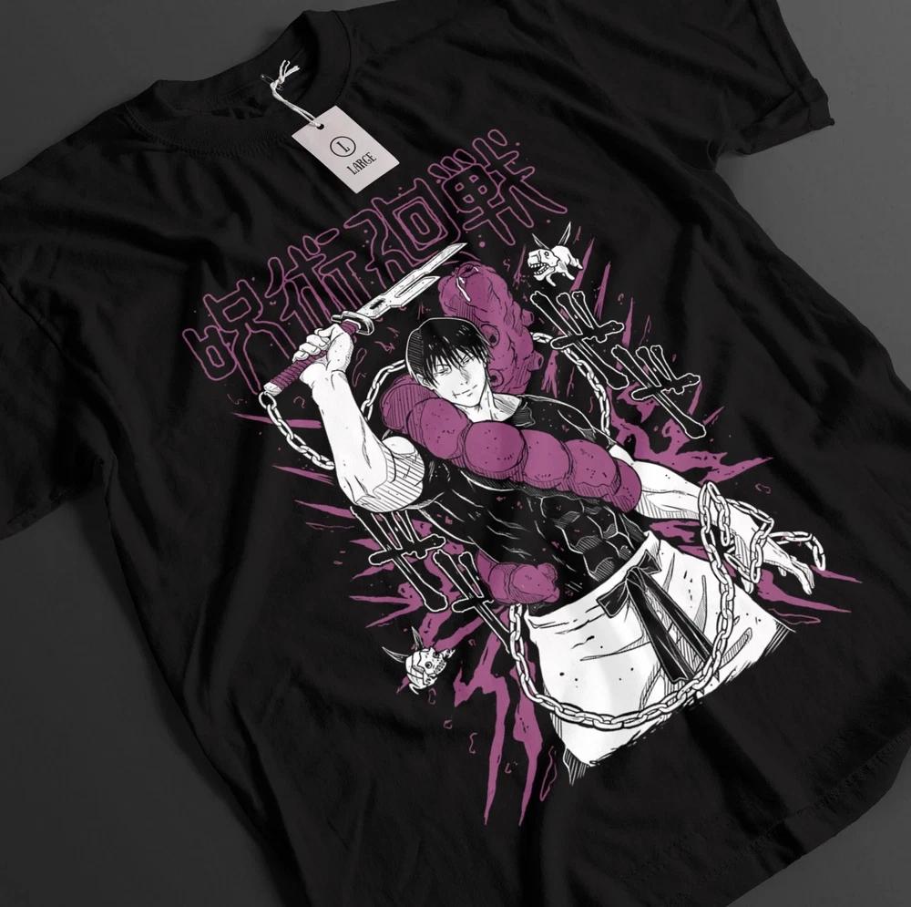 Anime Jujutsu Kaisen Toji Fushiguro Mit Haustieren Grafik Schwarzes T-Shirt Größe S4XL