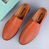 Men's Leather Casual Shoes Breathable Hollow Slip on Lazy Driving Shoes Office Fashion Shoes